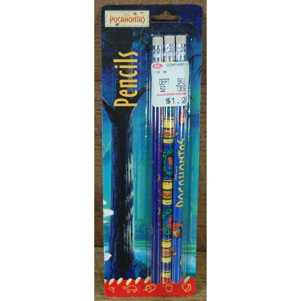 Vintage Disney Pocahontas Collectors Pencils Impact, Inc Hills Department Store